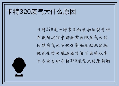 卡特320废气大什么原因